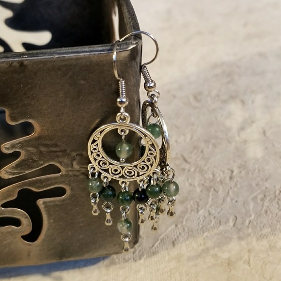 Montana Moss Agate Gemstone Chandelier Earrings - Picture 3 of 7